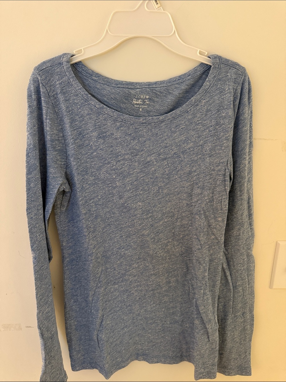 J. Crew Heathered Blue Long Sleeve Scoop Neck Tee